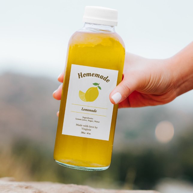 Etikettmärket Lemon och Lemonade Flaska Vinetikett (Lemonade Bottle Label Sticker)