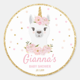 Etikettparti för Llama Unicorn Tack Sticker Runt Klistermärke