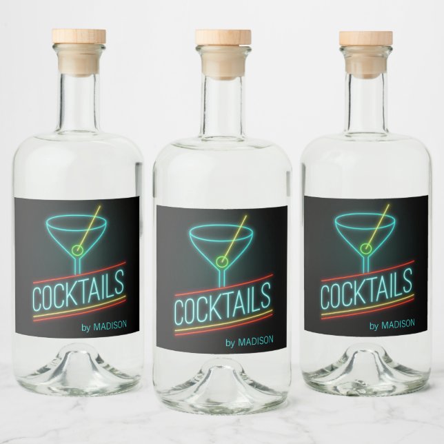 Etikettuppsättning för anpassat namn COCTAILS Spritflaskor Etikett (Flaskor)