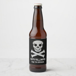 Etikettuppsättning för Halloween Skull och Bones B Ölflaska Etikett