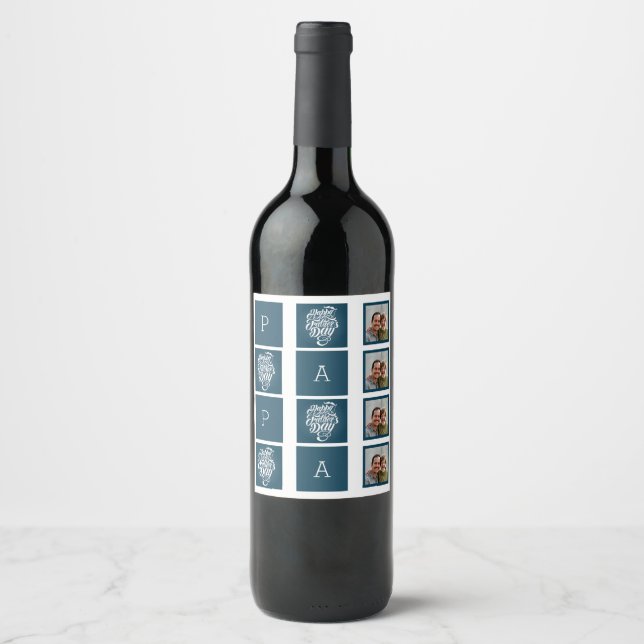 Etikettuppsättning för pappa Grid Fars dag Vin Vinflaska Etikett (Framsida)
