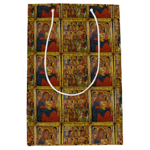 Etiopien Black Madonna och Child med Saints