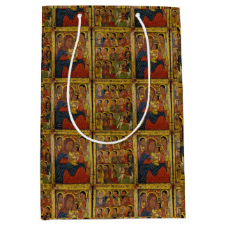 Etiopien Black Madonna och Child med Saints