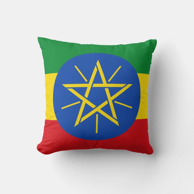 Etiopien (Etiopien) Flagga Kudde (Framsida)