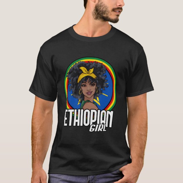 Etiopien, Etiopien-Flagga T Shirt (Framsida)
