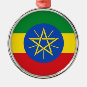 Etiopien - etiopisk flagga julgransprydnad metall