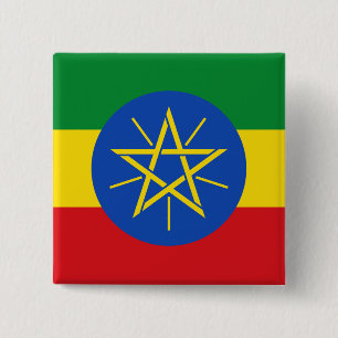 Etiopien (etiopisk) Flagga Knapp