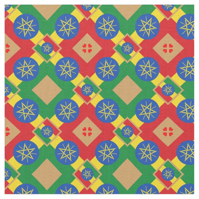 Etiopien Flagga & Etiopien Trendig Fabric/mode Tyg (Närbild)