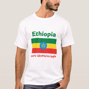Etiopien Flagga + Karta + text T-Shirt