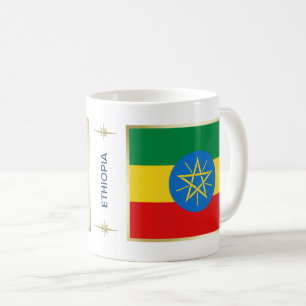 Etiopien flagga + Kartamugg Kaffemugg