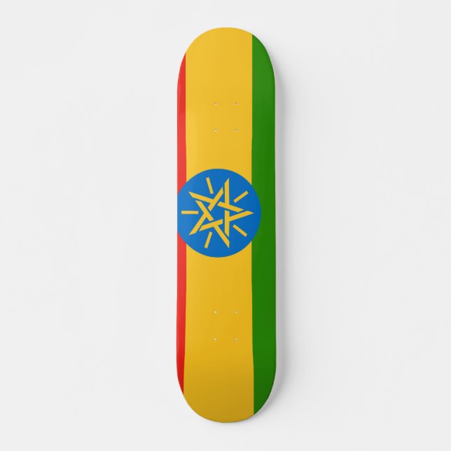 Etiopien flagga mini skateboard bräda 18,5 cm (Framsida)