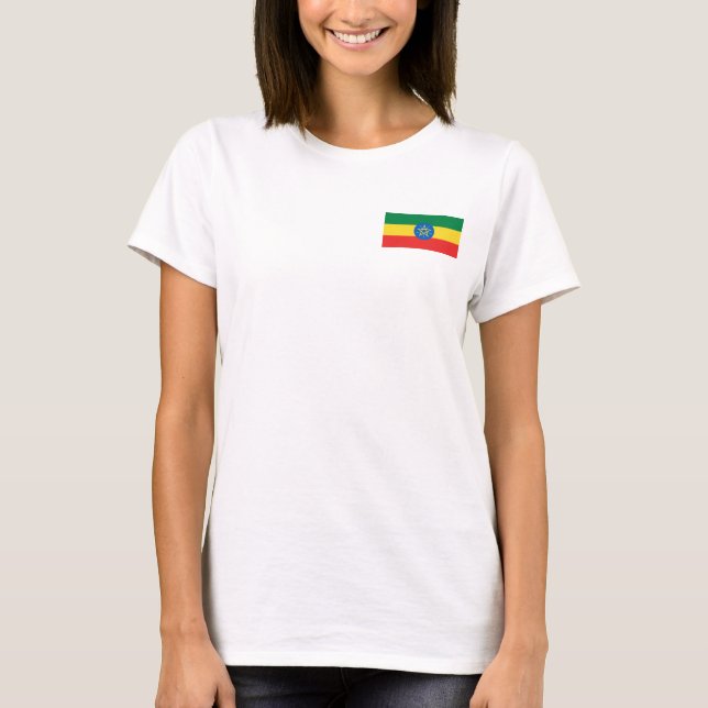Etiopien Flagga och Karta dk T-Shirt (Framsida)