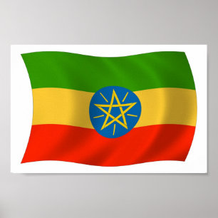 Etiopien-Flagga Poster utskrift