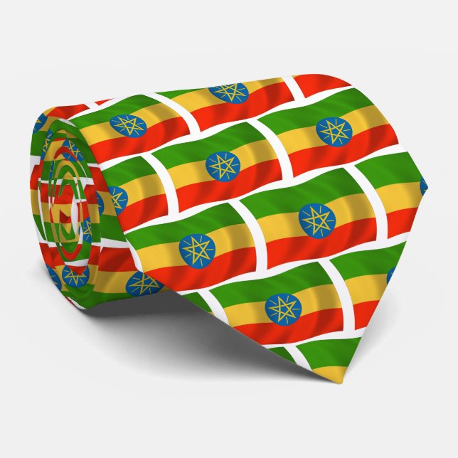 Etiopien Flagga Slipsklöver Slips (Rullad)