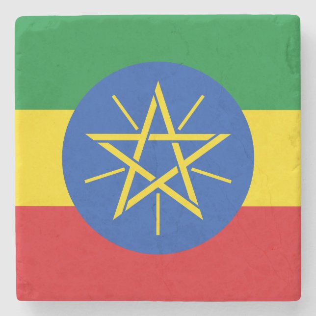 Etiopien Flagga Stenunderlägg (Framsidan)