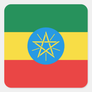 Etiopien Flagga Sticker Fyrkantigt Klistermärke