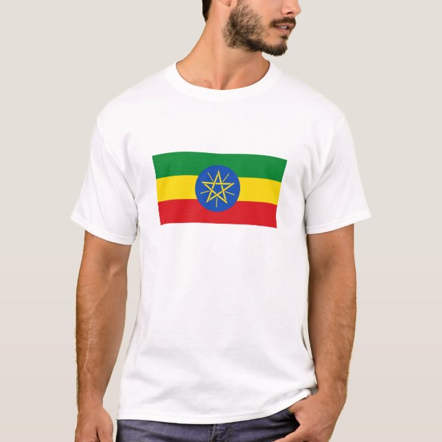 Etiopien Flagga T Shirt (Framsida)