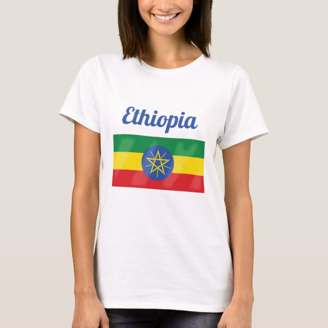 Etiopien Flagga T Shirt (Framsida)