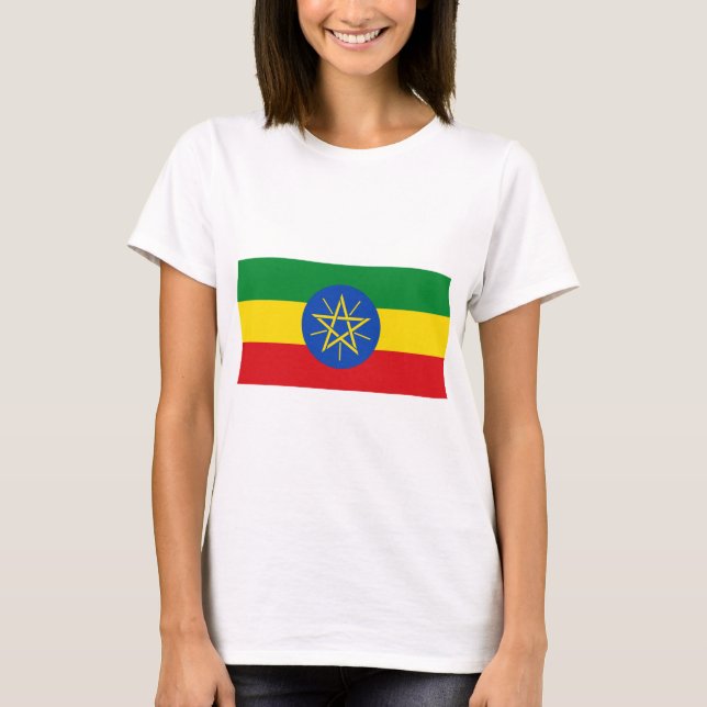 Etiopien Flagga T Shirt (Framsida)
