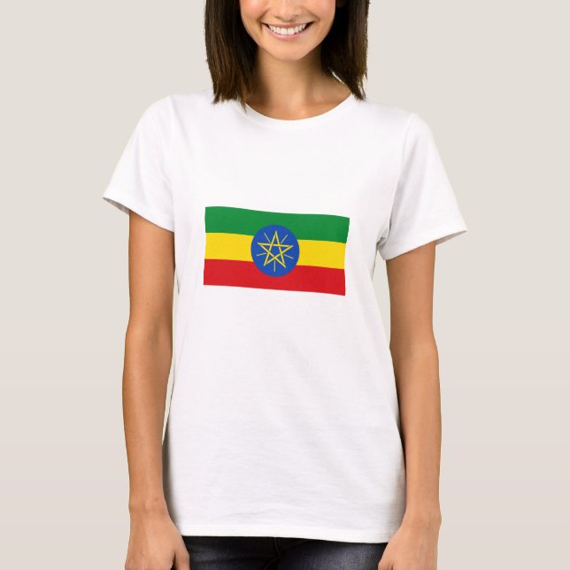 Etiopien Flagga T Shirt (Framsida)