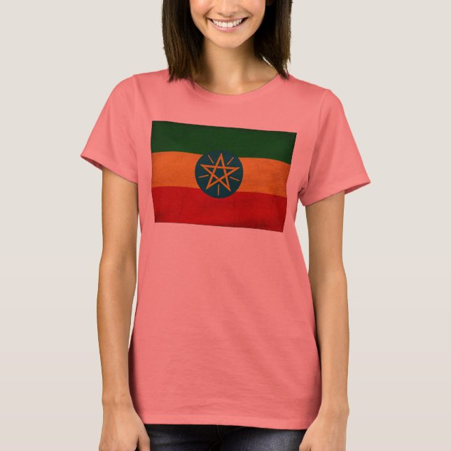 Etiopien Flagga Tee Shirt (Framsida)