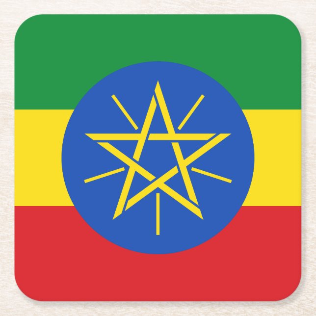 Etiopien Flagga Underlägg Papper Kvadrat (Framsidan)