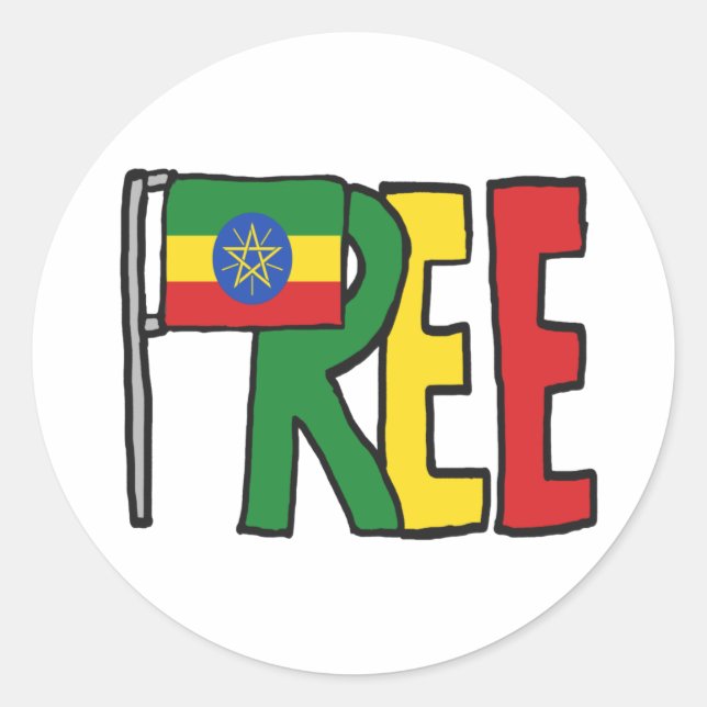 Etiopien fritt runt klistermärke (Framsida)