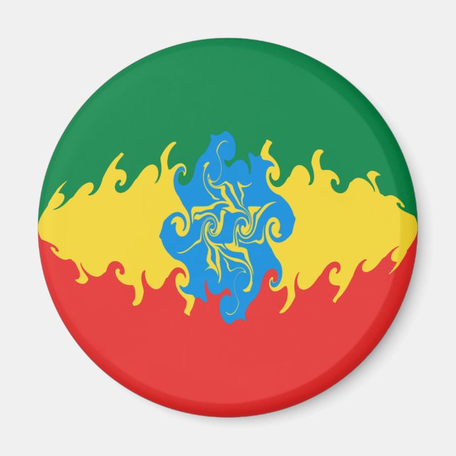 Etiopien Gnarly Flagga Magnet (Framsidan)