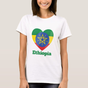 Etiopien Heart Flagga T Shirt