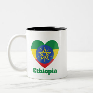 Etiopien Heart Flagga Två-Tonad Mugg