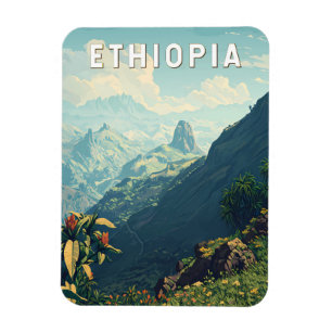 Etiopien Illustration Travel Art Vintage Magnet