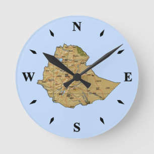Etiopien Karta Clock Rund Klocka