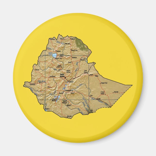 Etiopien Karta Magnet (Framsidan)