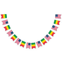 Etiopien och Amerikanska Flaggor vid sidan om