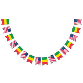 Etiopien och Amerikanska Flaggor vid sidan om