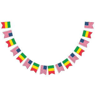 Etiopien och Amerikanska Flaggor vid sidan om