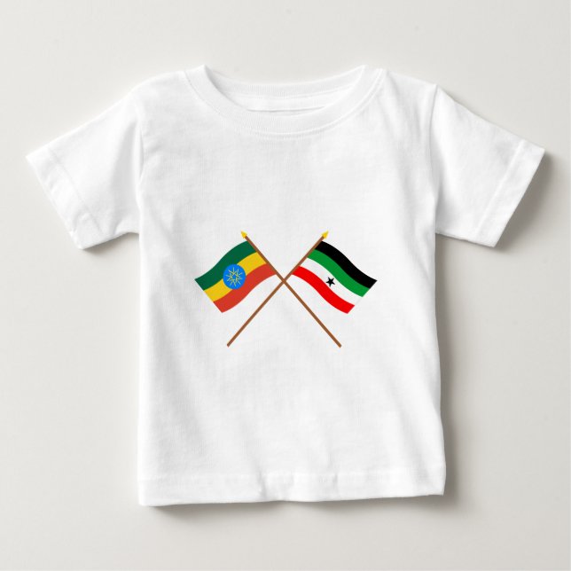 Etiopien och Gambella korsad flaggor Tee (Framsida)