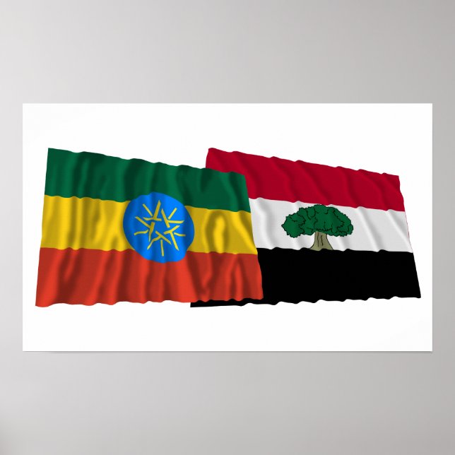 Etiopien och Oromia Wave Flaggor Poster (Framsidan)