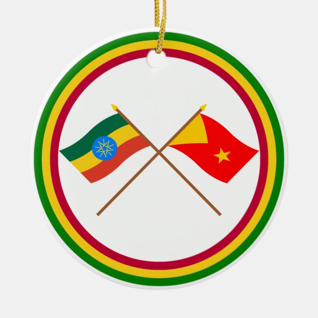 Etiopien och Tigray korsad flaggor Julgransprydnad Keramik (Framsidan)