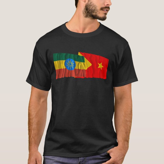 Etiopien och Tigray som vinkar flaggor T-shirt (Framsida)