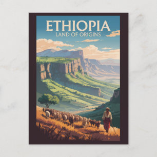 Etiopien Shepard Herd Travel Art Vintage Vykort