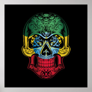 Etiopien Skull och Ro Flagga Poster