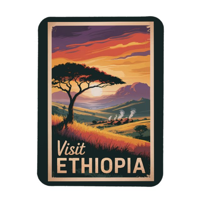 Etiopien Sunset Travel Art Vintage Magnet (Vertikal)