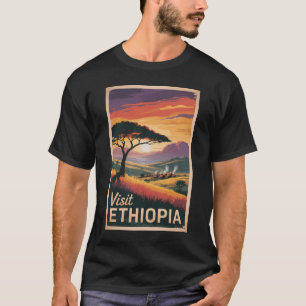 Etiopien Sunset Travel Art Vintage T Shirt