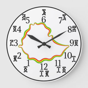 Etiopien Time Clock - Amharic & English Numbers Stor Klocka