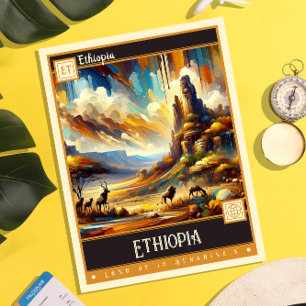 Etiopien Vintage-målning Vykort