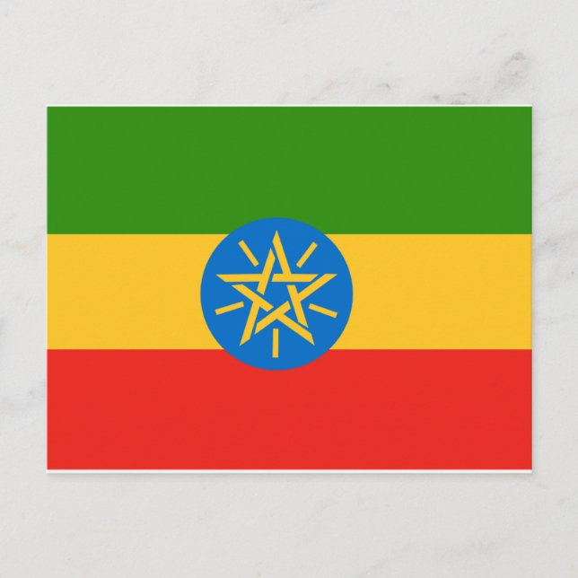 Etiopiens Flagga Afrika Vykort (Framsida)