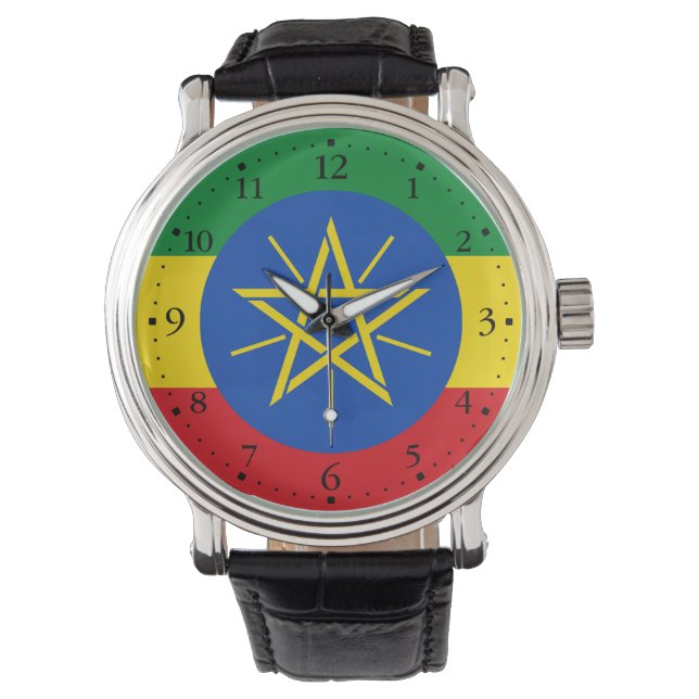 Etiopiens flagga armbandsur (Framsida)