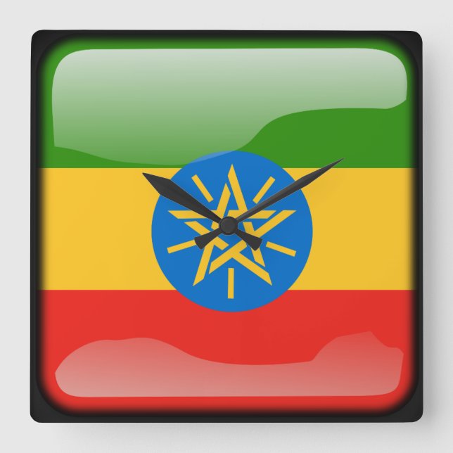 Etiopiens flagga fyrkantig klocka (Framsida)