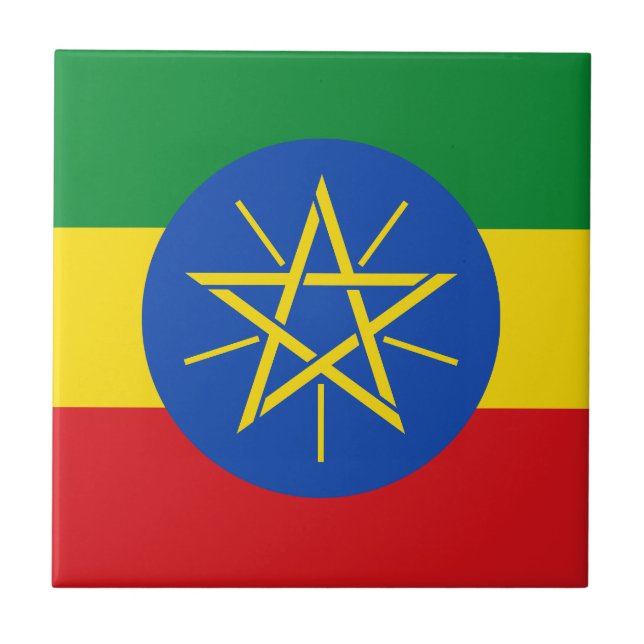 Etiopiens flagga kakelplatta (Framsidan)